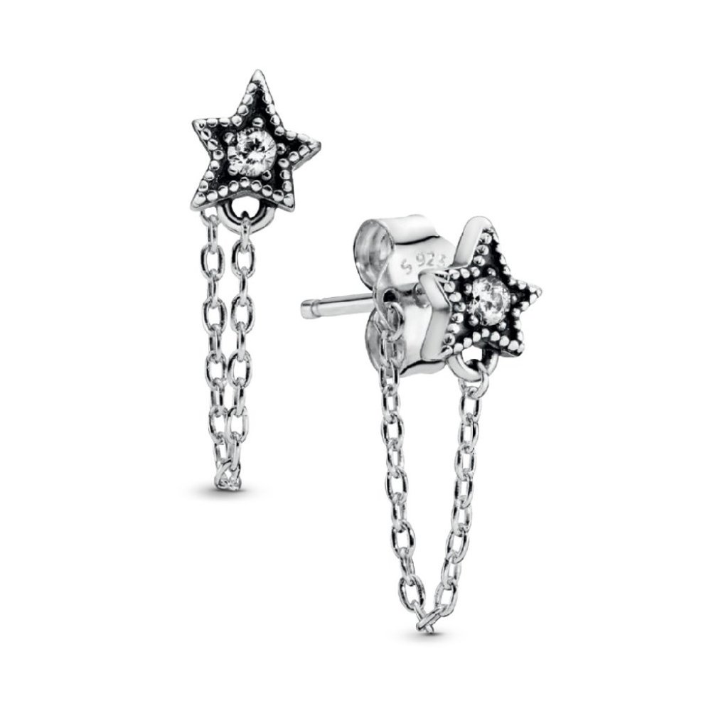 Pandora Celestial Stars Dangling Stud CZ Earrings